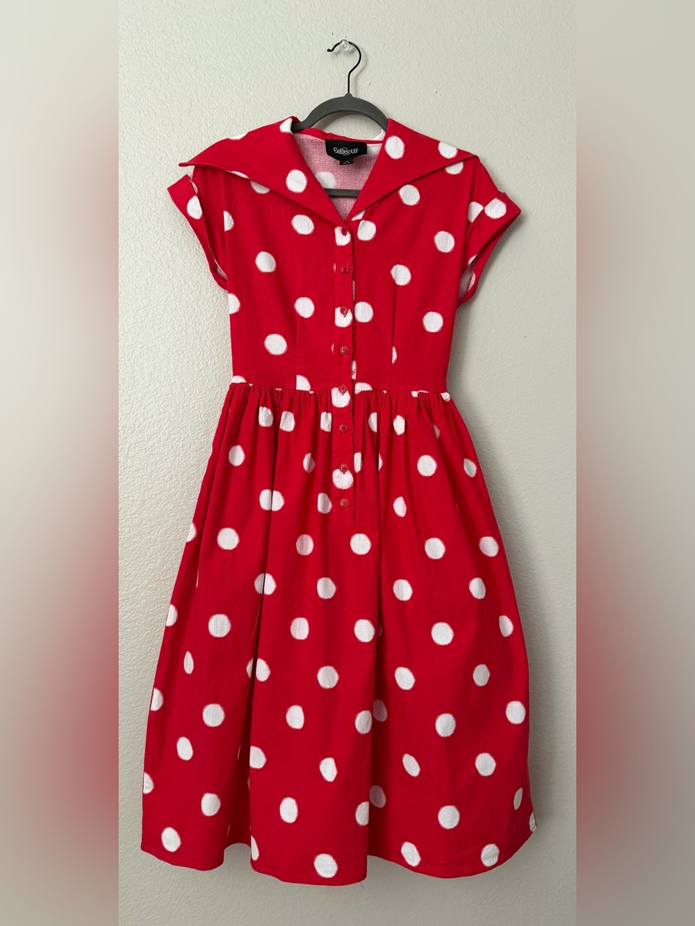 Collectif Red and White Polka Dot Vintage-Style Dress - Picture 5 of 11